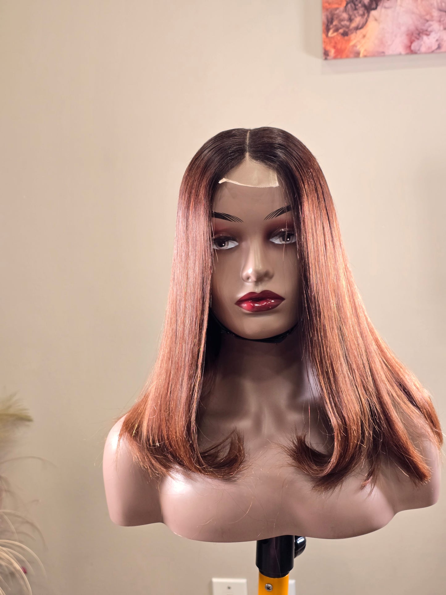2 x 6 Brown Ombre Glueless Closure Wig 14"